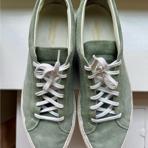 Men's Common Projects Achilles Green Suede Sneakers EU 44 US 11 - Picture 1 of 3